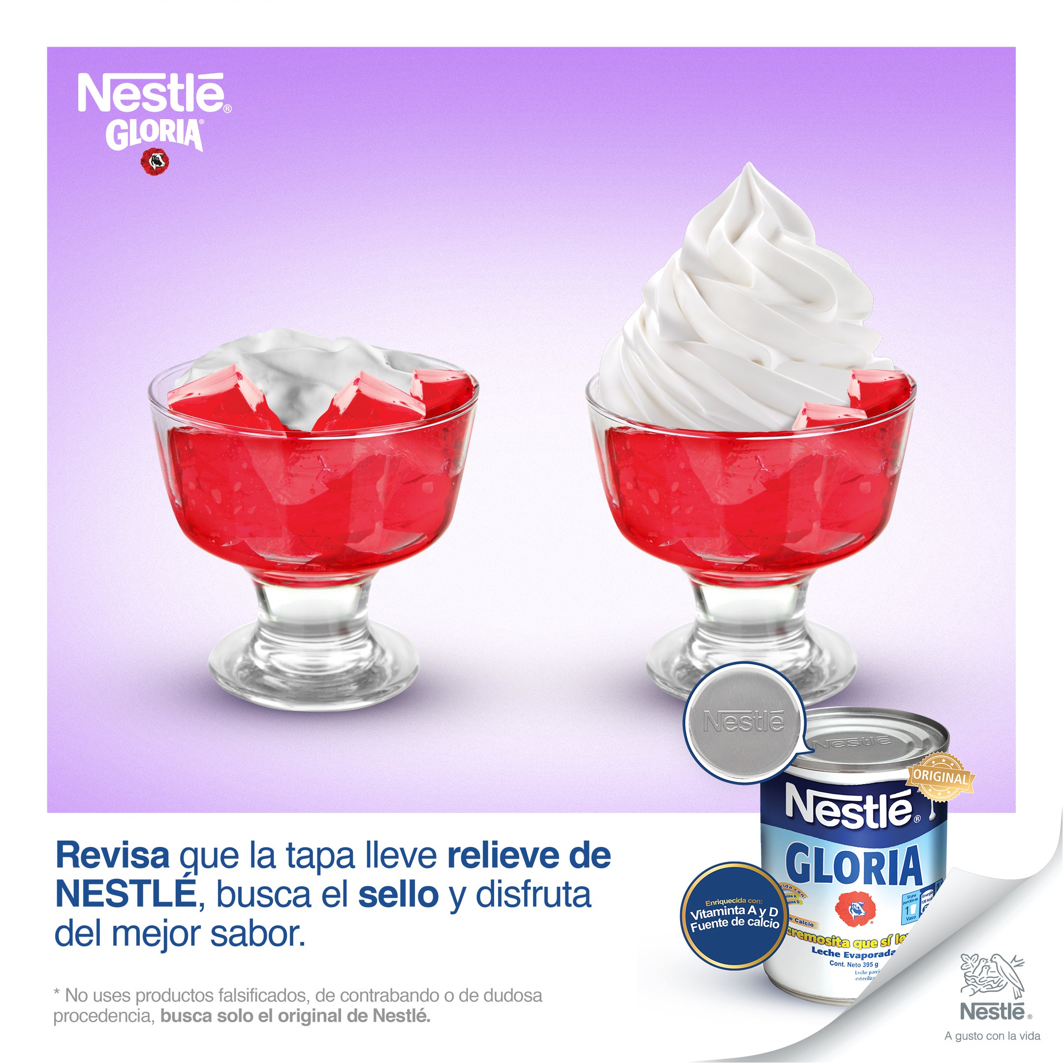 Revisa que la tapa lleve relieve de NESTLE, busca el sello y disfruta del mejor sabor.